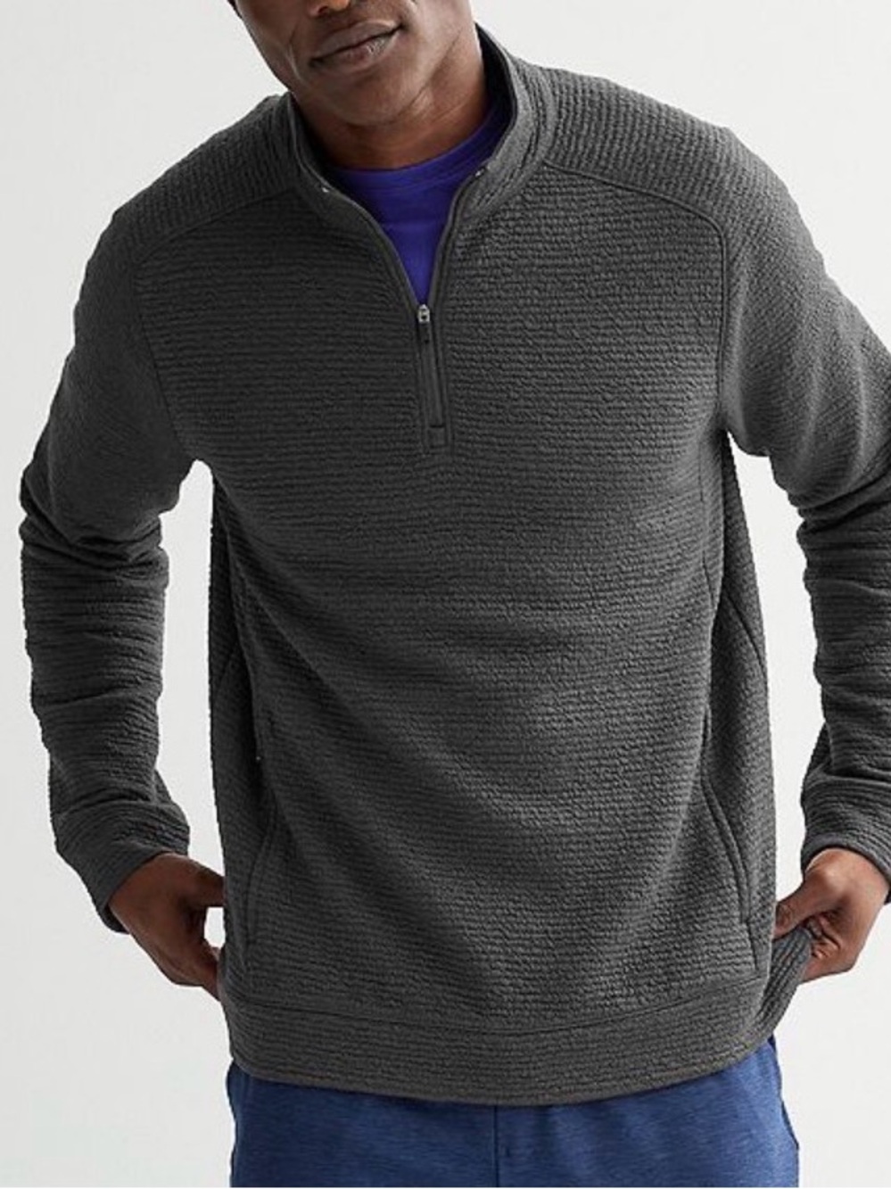 FLX Men's Quarter-Zip Textured Sweater - Black - Medium